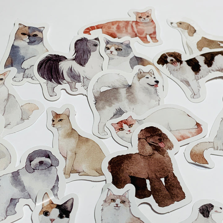 CATS & DOGS Peelable Stickers ~ 45 Pieces ~ 38mm Each