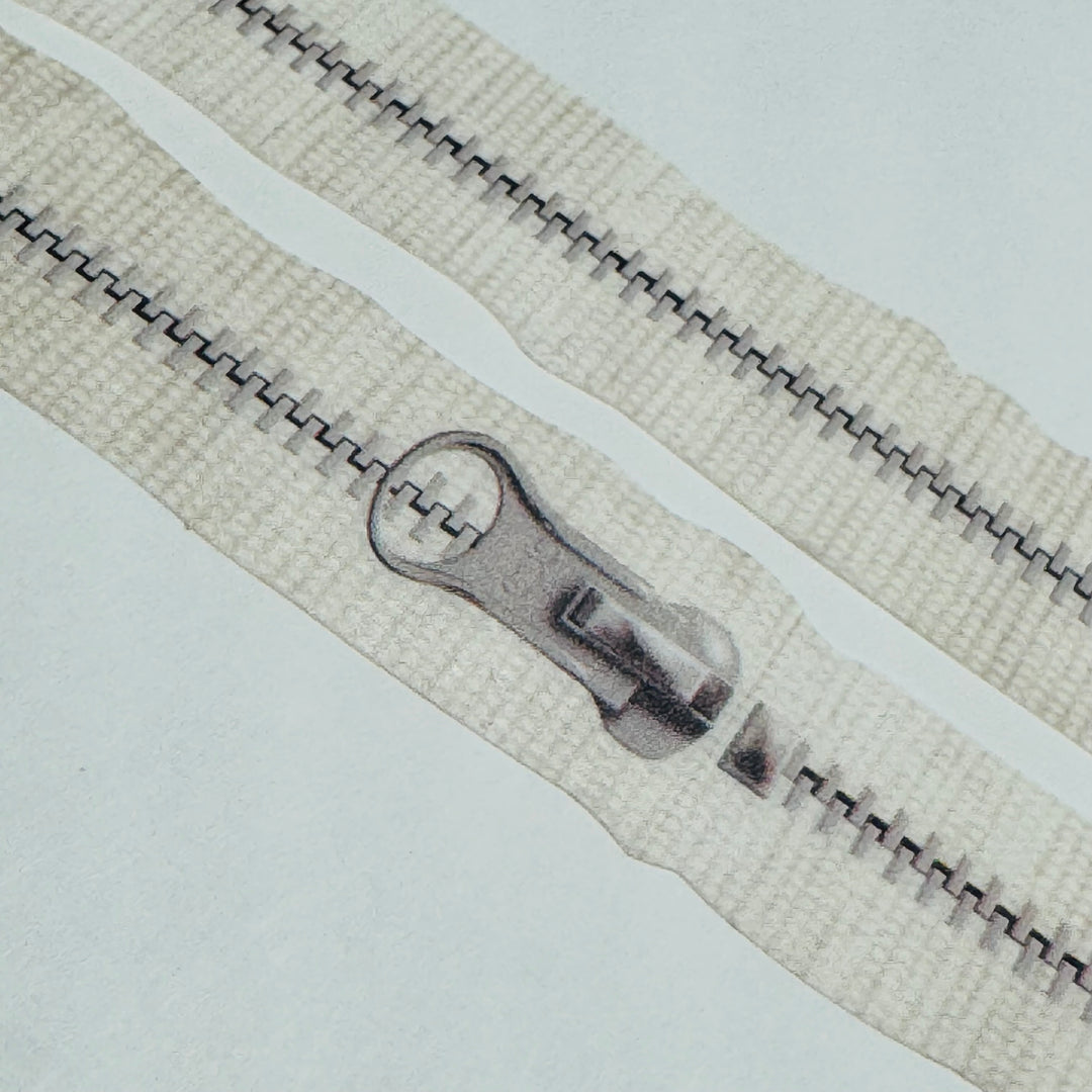 ZIPPER WHITE FAUX Fabric Paper Washi Tape ~ 1 Roll ~ 18mm x 3m (10 Feet)