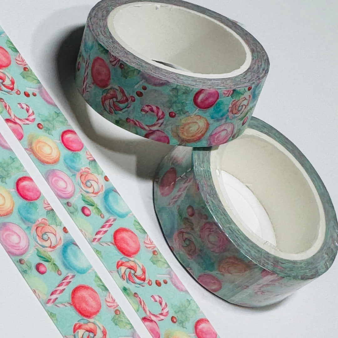 CHRISTMAS LOLLIPOPS & CANDY CANES Washi Tape ~ 1 Roll ~ 15mm x 10m (33 Feet)