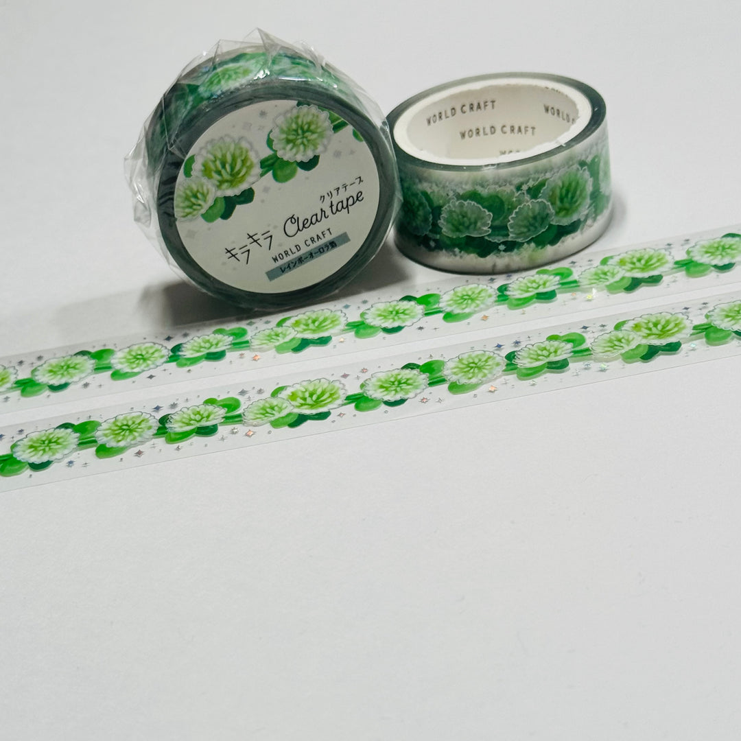 LUCKY WHITE Clover World Craft PET Washi Tape ~ 1 Roll ~ 20mm x 5m (16 Feet) ~ 1 Roll ~ 20mm x 5m (16 Feet)