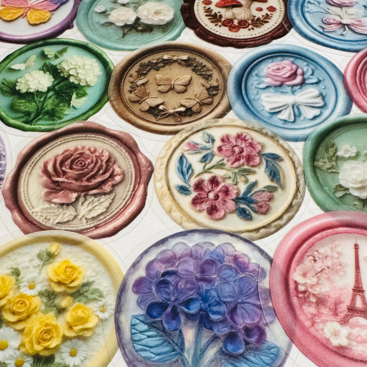 FAUX EMBOSSED SEALING WAX Peelable Stickers  ~ 50 Pieces ~ Each Sticker is 2 Inches