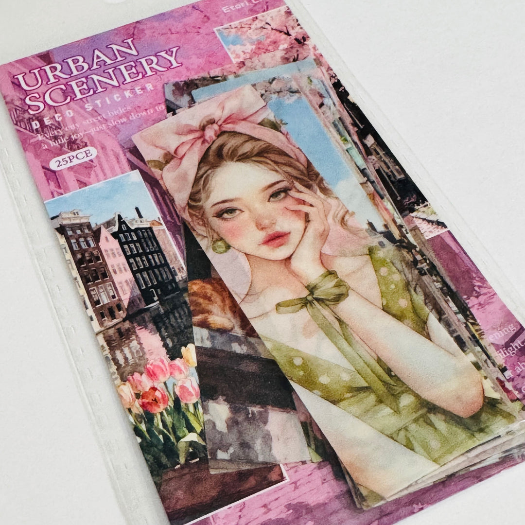 SPRING FLING GIRL In The City Ephemera Sticker Pack ~ 25 Pieces ~ 30mm x 95mm
