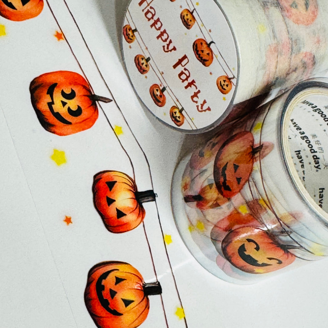 JACK-O-LANTERNS OUTDOOR GARLAND Halloween PET Washi Tape ~ 1 Roll ~ 40mm x 2m (7 Feet)