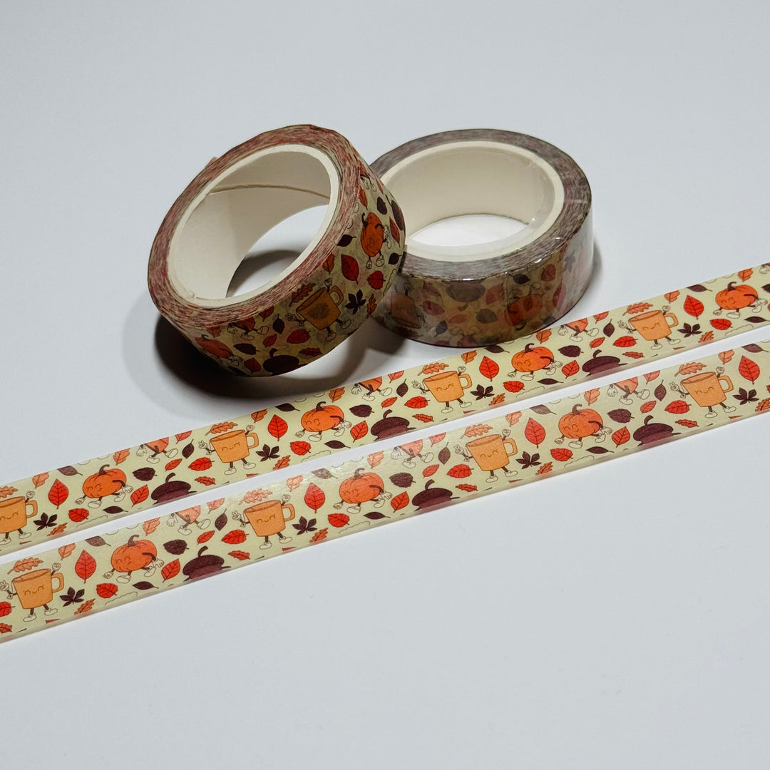 KAWAII PUMPKIN SPICE EVERYTHING Washi Tape ~ 1 Roll ~ 15mm x 10m (33 Feet)