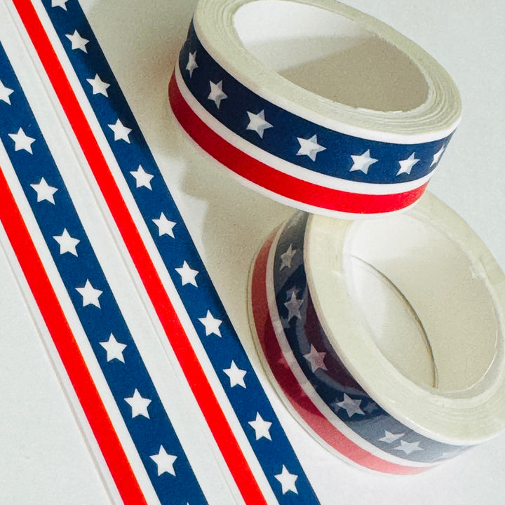 STARS And STRIPES PATRIOTIC Washi Tape ~ 1 Roll ~ 15mm x 10m (33 Feet)