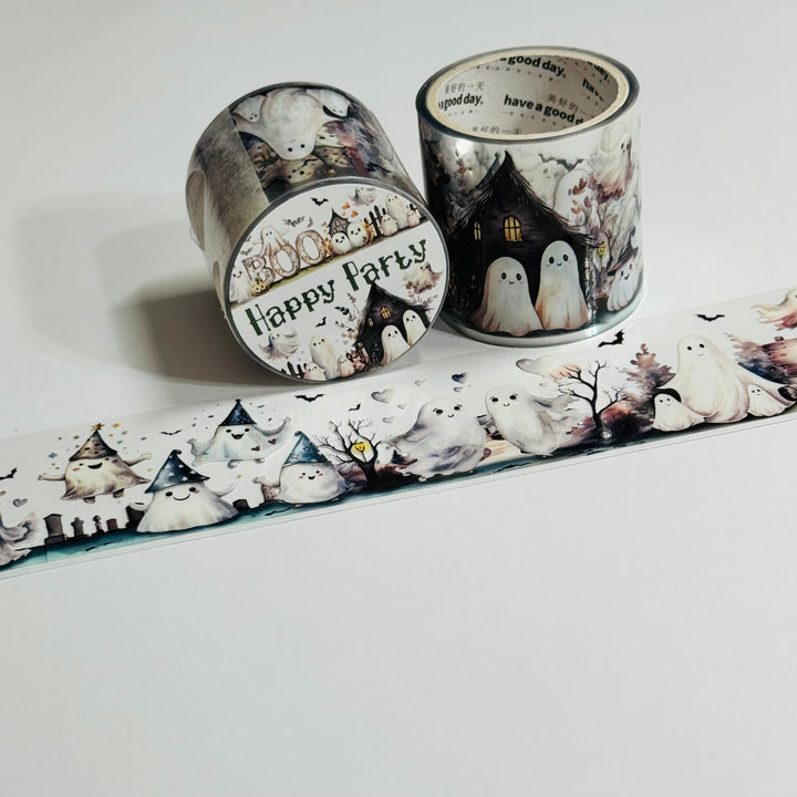 FRIENDLY GHOST CAPERS Halloween PET Washi Tape ~ 1 Roll ~ 40mm x 2m (7 Feet)