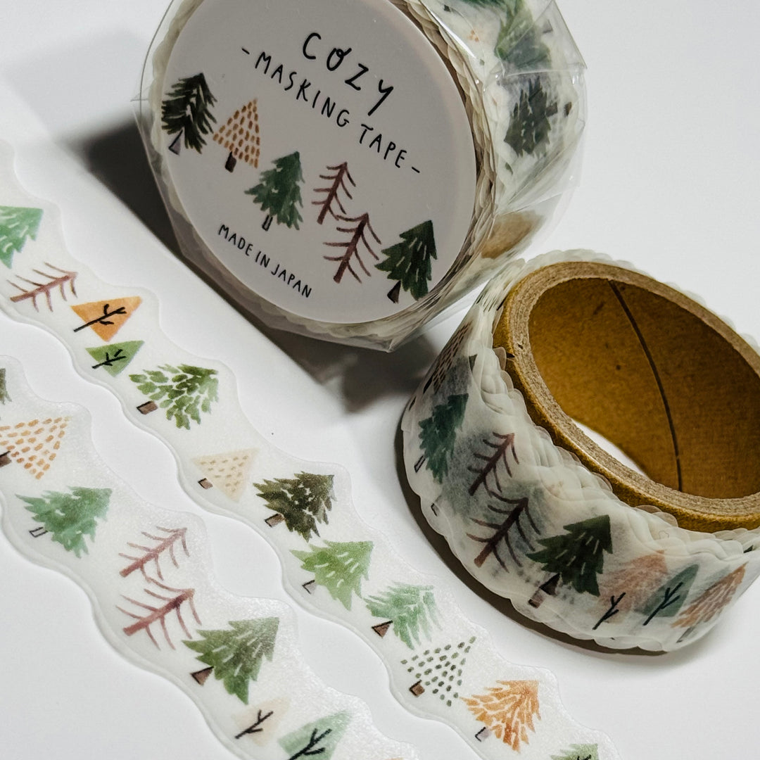 DOODLE CHRISTMAS TREES FOREST Mind Wave Die Cut Washi Tape ~ 1 Roll ~ 18mm x 5m (16 Feet)