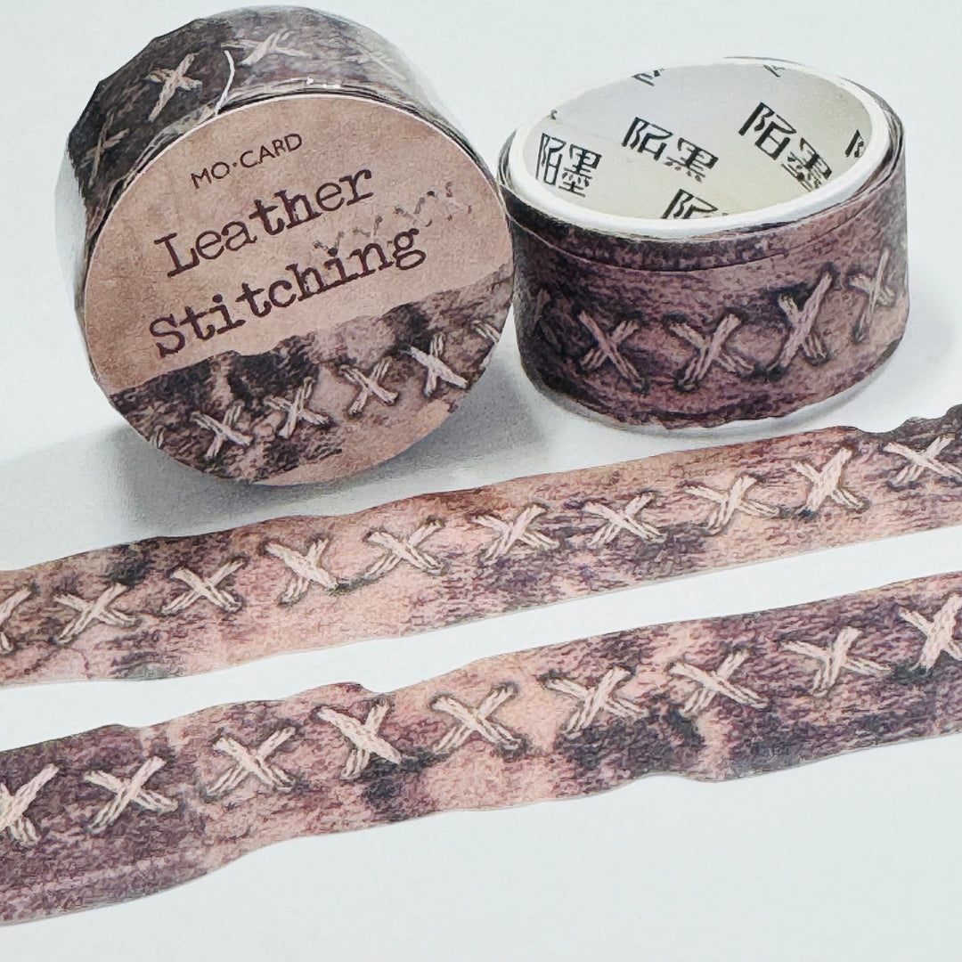 LEATHER STITCH FAUX Fabric Paper Washi Tape ~ 1 Roll ~ 18mm x 3m (10 Feet)