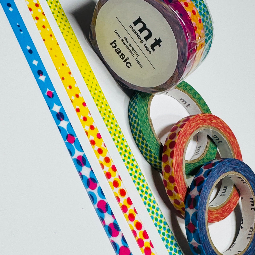 POLK DOTS ALL WAYS Collage Mt Thin Washi Tape Set ~ 3 Rolls ~ 6mm x 7m (23 Feet) Each