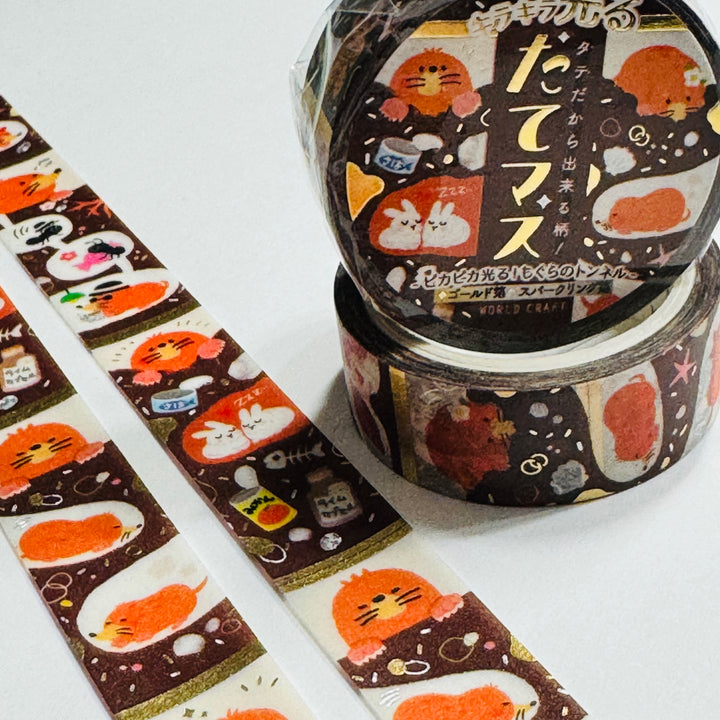 MOLE DIGGING TUNNELS With Gold Foil World Craft Washi Tape ~ 1 Roll ~ 15mm x 5m (16 Feet)