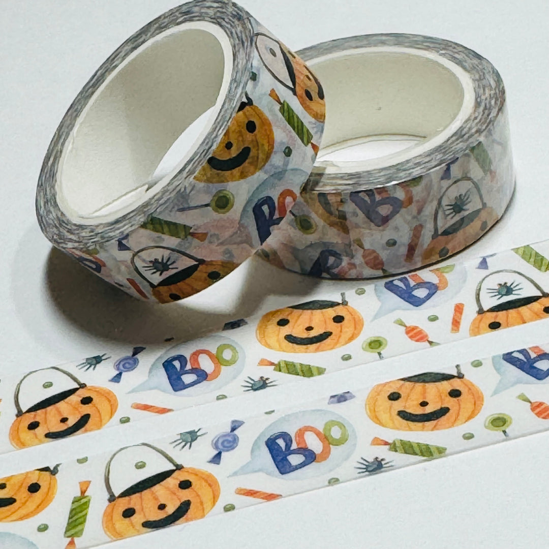 FAVORITE TRICK OR TREAT PUMPKIN BUCKET Halloween Washi Tape ~ 1 Roll ~ 15mm x 10m (33 Feet)