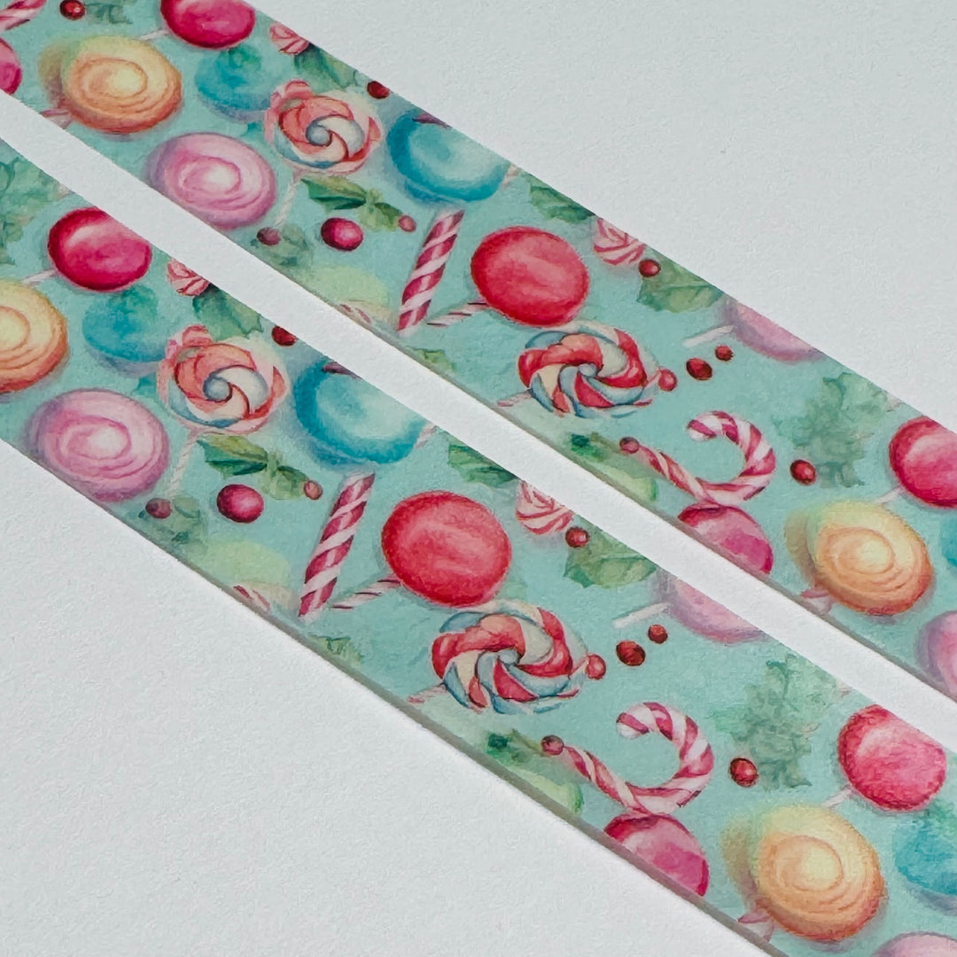 CHRISTMAS LOLLIPOPS & CANDY CANES Washi Tape ~ 1 Roll ~ 15mm x 10m (33 Feet)