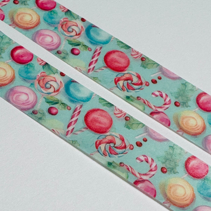 CHRISTMAS LOLLIPOPS & CANDY CANES Washi Tape ~ 1 Roll ~ 15mm x 10m (33 Feet)