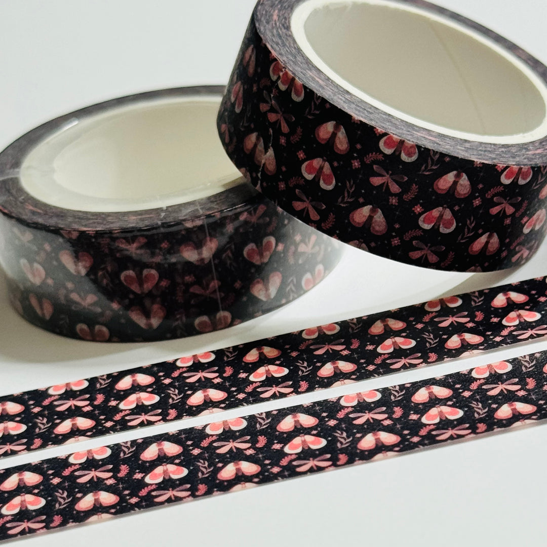 A WHISPER OF FLUTTERING MOTHS Fall Washi Tape ~ 1 Roll ~ 15mm x 10m (33 Feet)