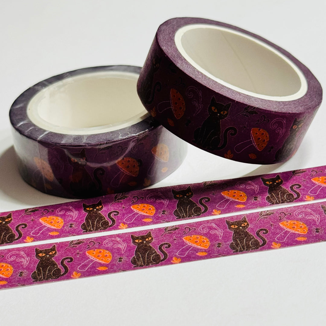 BLACK CAT With GLOWING EYES Halloween Washi Tape ~ 1 Roll ~ 15mm x 10m (33 Feet)