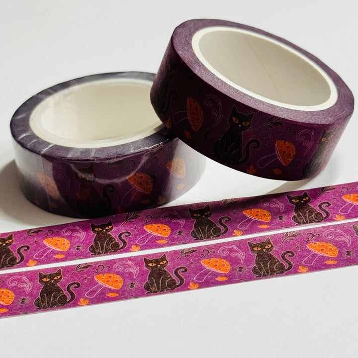 BLACK CAT With GLOWING EYES Halloween Washi Tape ~ 1 Roll ~ 15mm x 10m (33 Feet)