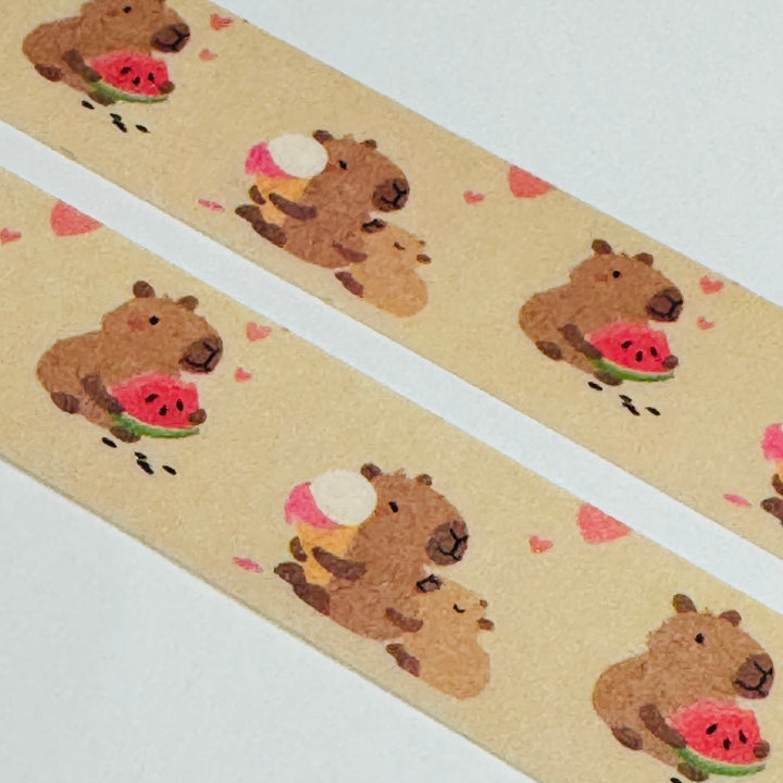 CAPYBARA MUNCHING On WATERMELON Washi Tape ~ 1 Roll ~ 15mm x 10m (33 Feet)