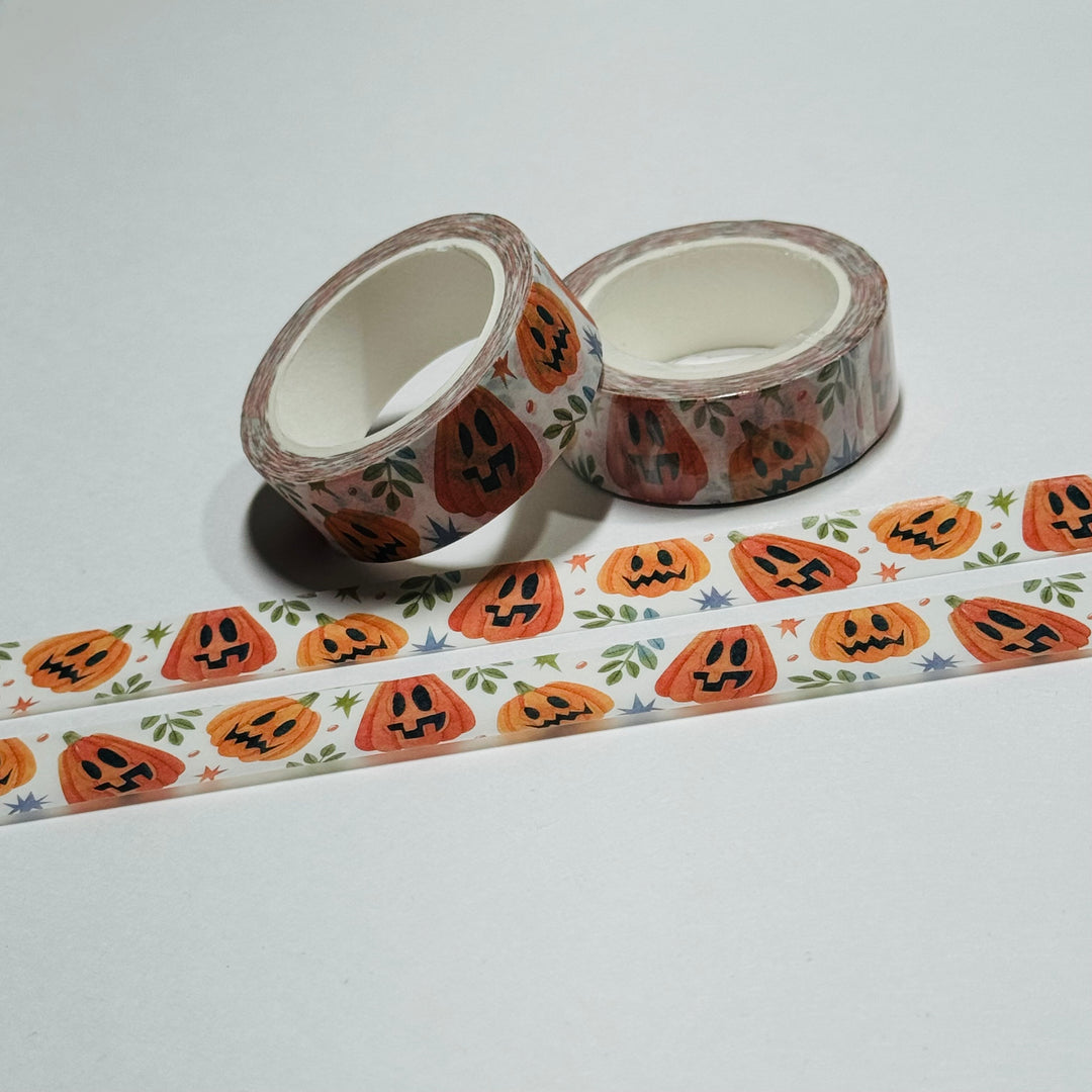 LOPSIDED GRINNING JACK-O-LANTERNS Halloween Washi Tape ~ 1 Roll ~ 15mm x 10m (33 Feet)