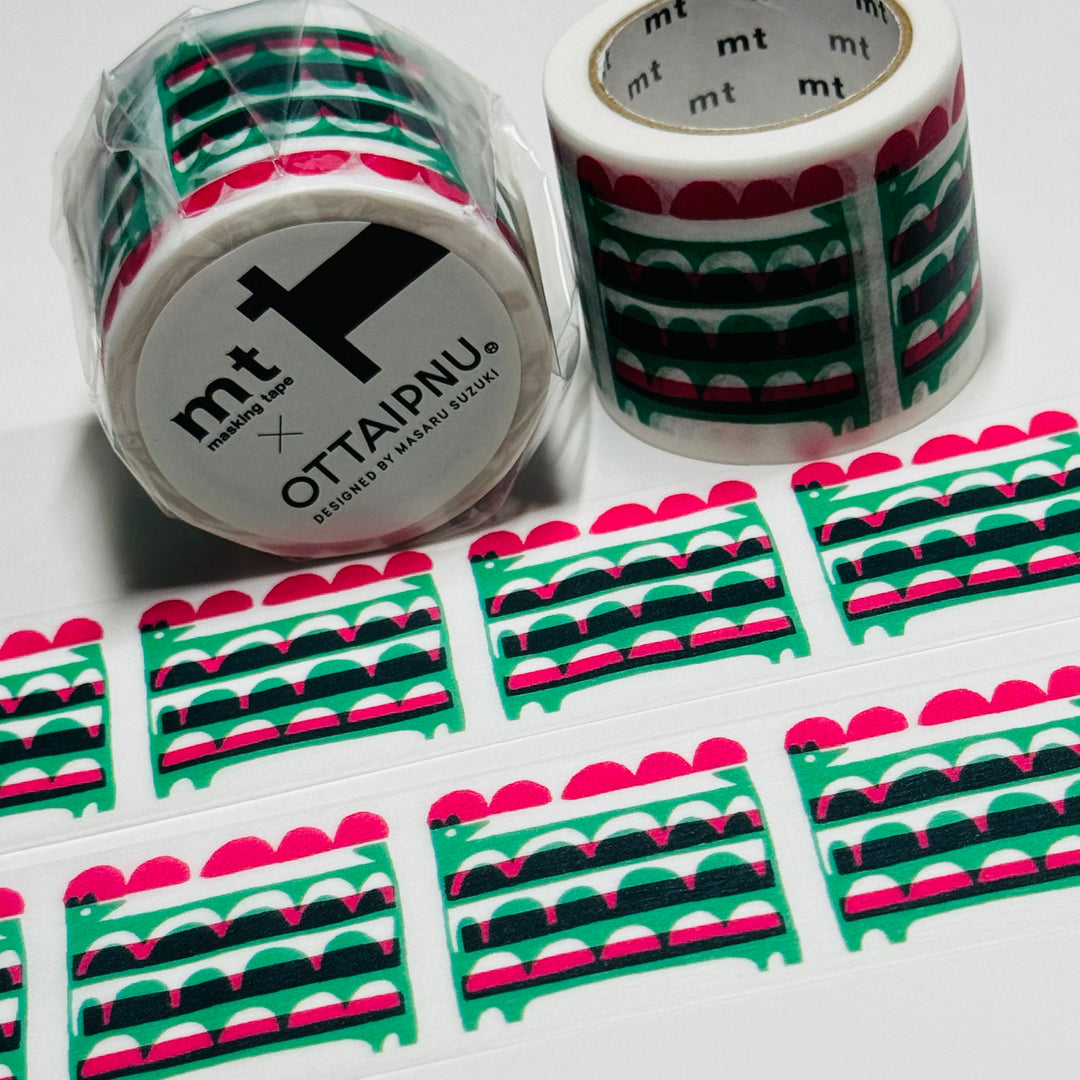 TATTAN DOG RED & GREEN OTTAIPNU Designed By Masaru Suzuki For Mt Washi Tape - 1 Roll - 35mm x 7m (23 Feet)