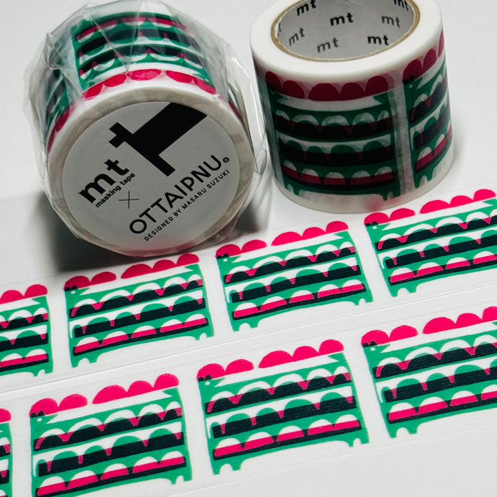 TATTAN DOG RED & GREEN OTTAIPNU Designed By Masaru Suzuki For Mt Washi Tape - 1 Roll - 35mm x 7m (23 Feet)