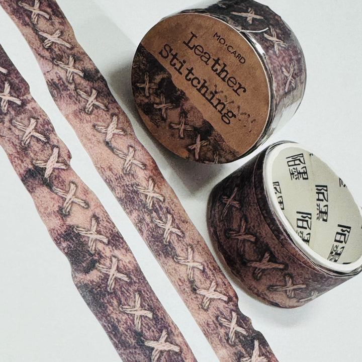 LEATHER STITCH FAUX Fabric Paper Washi Tape ~ 1 Roll ~ 18mm x 3m (10 Feet)