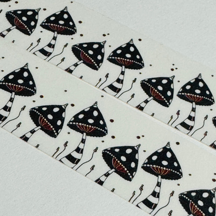 WONKY MUSHROOMS In BLACK & WHITE TIGHTS Washi Tape ~ 1 Roll ~ 15mm x 10m (33 Feet)