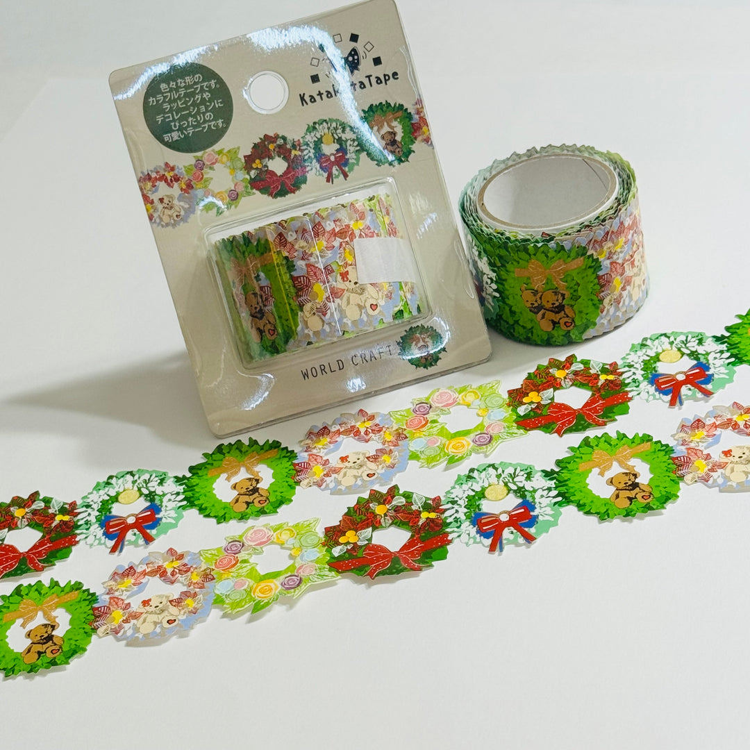 KATA KATA CHRISTMAS Wreaths Die-Cut PP Tape by World Craft - 1 Roll - 30mm x 6m (20 Feet)