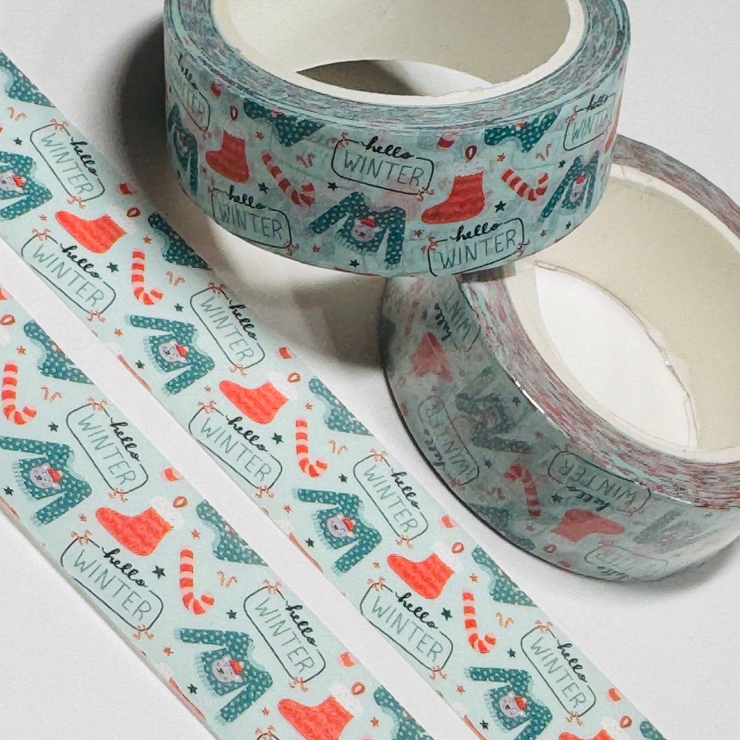 OUTDOOR WINTER WEAR SWEATERS & SKATES Washi Tape ~ 1 Roll ~ 15mm x 10m (33 Feet)