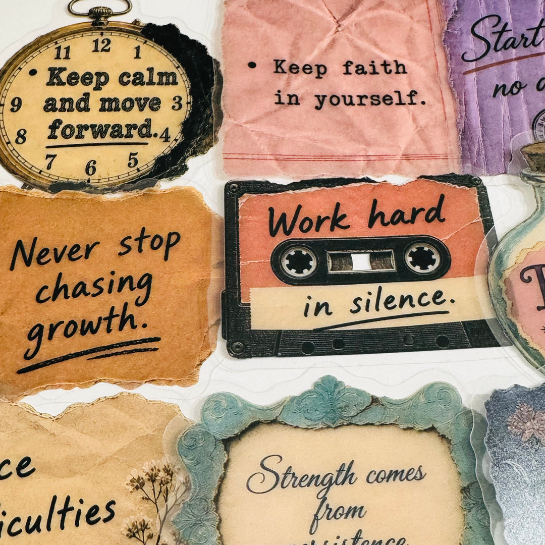 INSPIRATIONAL & MOTIVATING QUOTES Peelable PET Stickers  ~ 53 Stickers ~ Approximately 2 Inches Each
