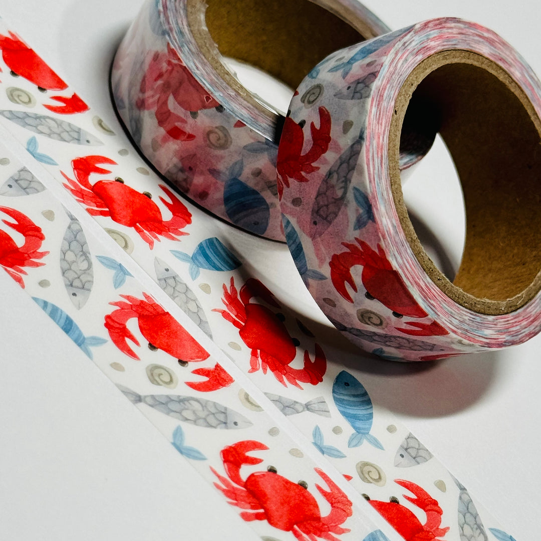 FEELING A BIT CRABBY Ocean Life Washi Tape ~ 1 Roll ~ 15mm x 10m (33 Feet)