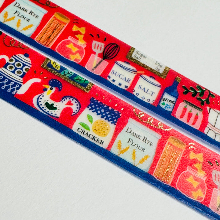 COUNTRY FARMHOUSE KITCHEN Gold Accent Flowers World Craft Washi Tape ~ 1 Roll ~ 15mm x 5m (16 Feet)