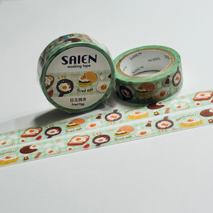 FRIED EGGS For BREAKFAST FOOD Saien Masking Washi Tape - 1 Roll - 15mm x 7m (23 Feet)