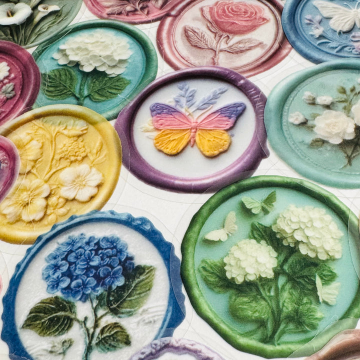 FAUX EMBOSSED SEALING WAX Peelable Stickers  ~ 50 Pieces ~ Each Sticker is 2 Inches