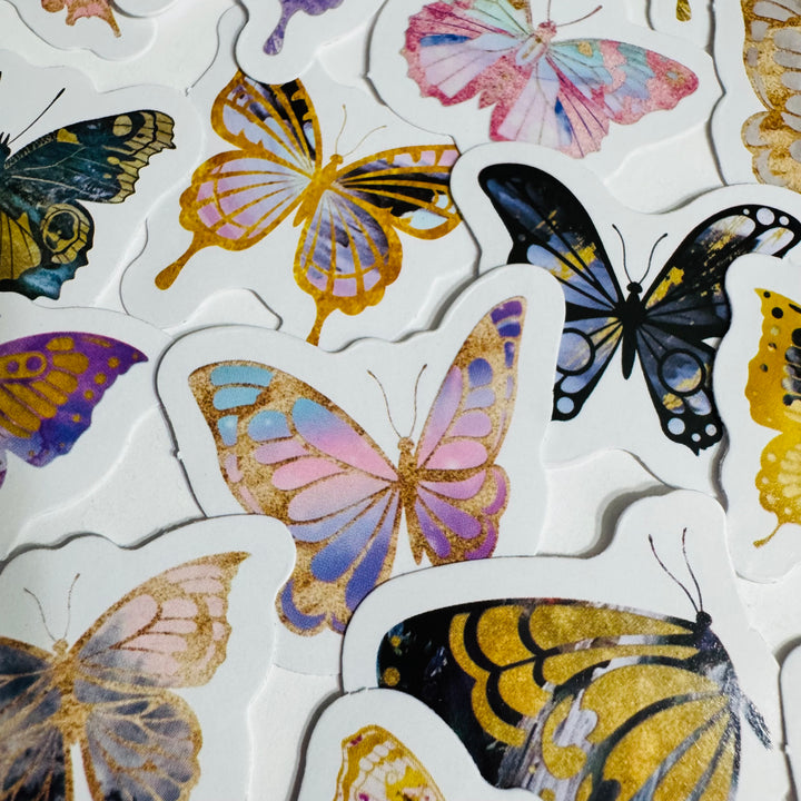 GUILDED AGE Of BUTTERFLIES Peelable Stickers  ~ 46 Pieces ~ Each Sticker is 38mm