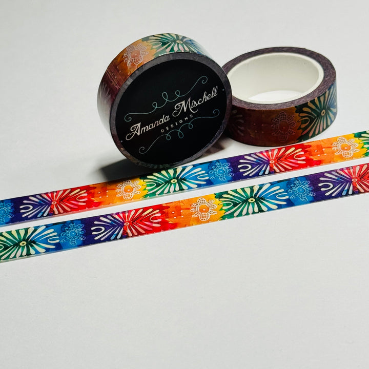 FLORAL PAPER GARLAND Washi Tape - 1 Roll - 15mm x 10m (33 Feet)