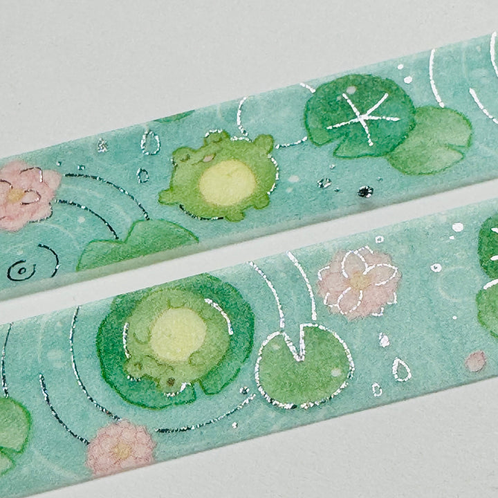 FLOATING FROGS On LILY PADS Saien Masking Washi Tape ~ 1 Roll ~ 15mm x 7m (23 Feet)