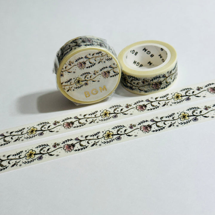 DAISY GARLAND Flower Girl Gold Foil Washi Tape Designed By BGM ~ 1 Roll ~ 15mm x 5m (16 Feet)