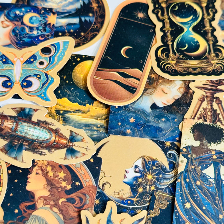 GALACTIC UNIVERSAL STEAMPUNK Peelable Stickers  ~ 50 Pieces ~ Each Sticker is 30 - 60mm