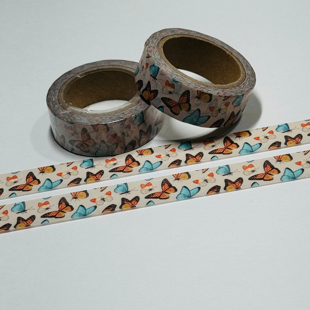 RAINBOW KALEIDOSCOPE OF BUTTERFLIES Washi Tape - 1 Roll - 15mm x 10m (33 Feet)