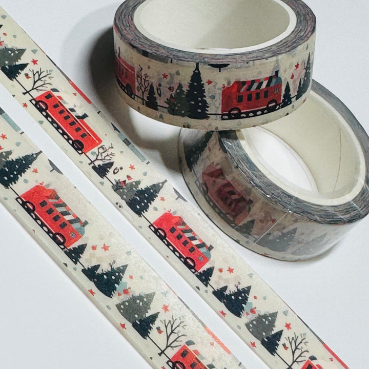 RETRO CHRISTMAS TRAIN Washi Tape ~ 1 Roll ~ 15mm x 10m (33 Feet)