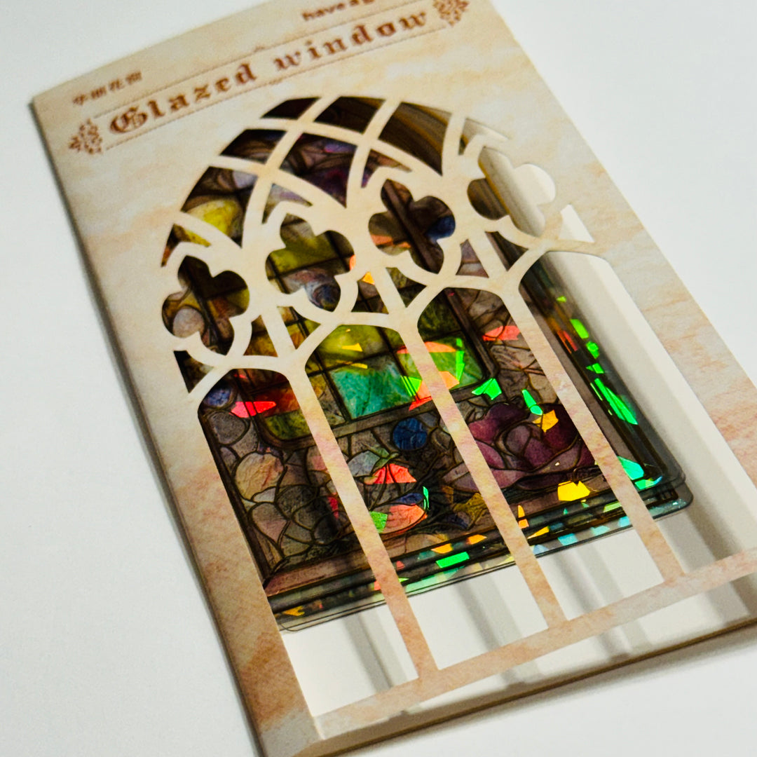 CATHEDRAL GILDED FLOWERS STAINED Glass Windows Gold Foil Peelable Stickers ~ 10 Large Stickers ~ 60-120mm