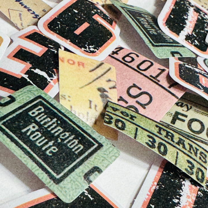 ALTERNATIVE GRUNGE MANUSCRIPT FRAGMENTS  Peelable Stickers  ~ 46 Stickers ~ 40mm Each