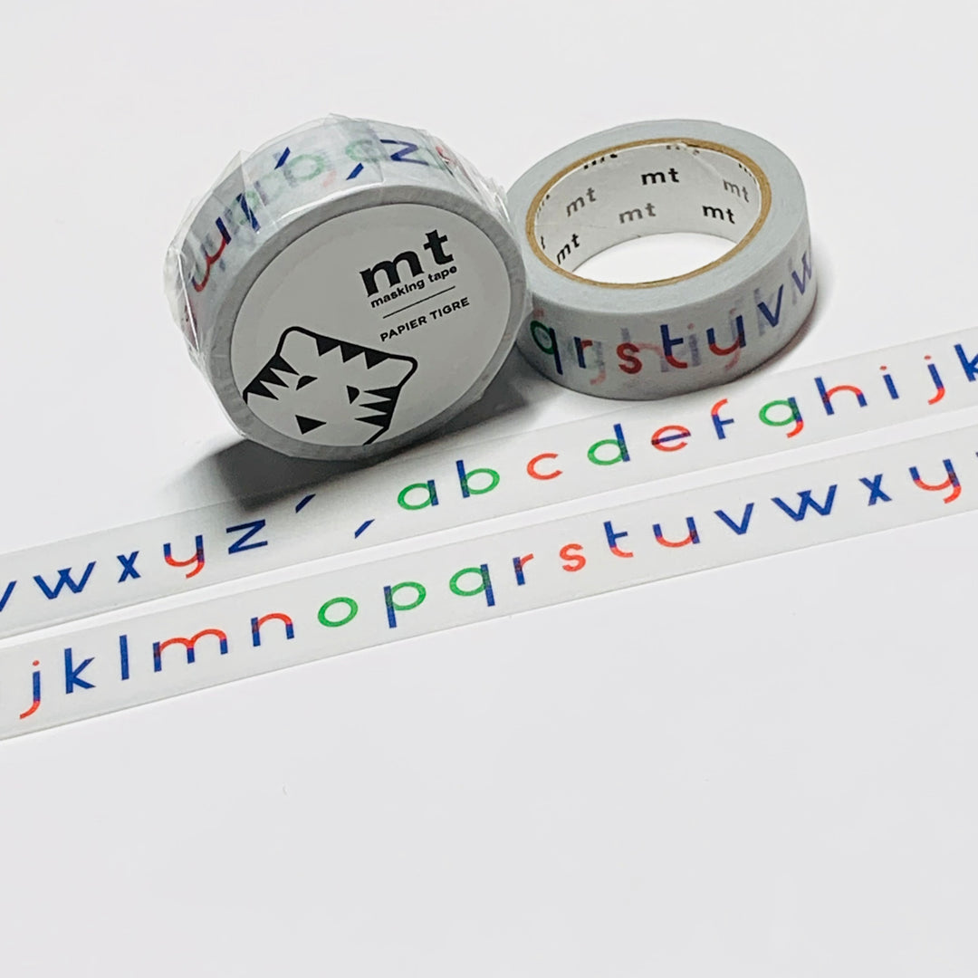 PAPIER TIGRE L'ALPHABET (Letters) Mt Washi Tape - 1 Roll - 15mm x 7m (23 Feet)