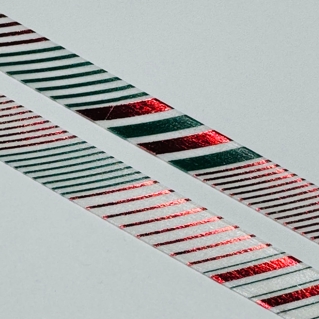 COLOR STRIPE CHRISTMAS RED & GREEN FOIL MT Washi Tape ~ 1 Roll ~ 10mm x 5m (16 Feet)