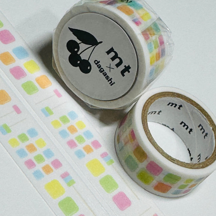 PASTEL BLOCKS MOCHI SAKURANBO DAGASHI - Penny Candy - MT Washi Tape - 1 Roll - 15mm x 3m (10 Feet)