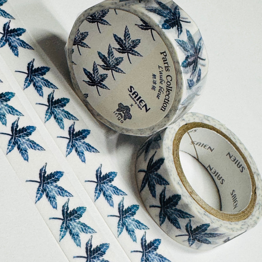 L'AUBE BLEUE MAPLE LEAVES Saien Masking Washi Tape ~ 1 Roll ~ 15mm x 7m (23 Feet)