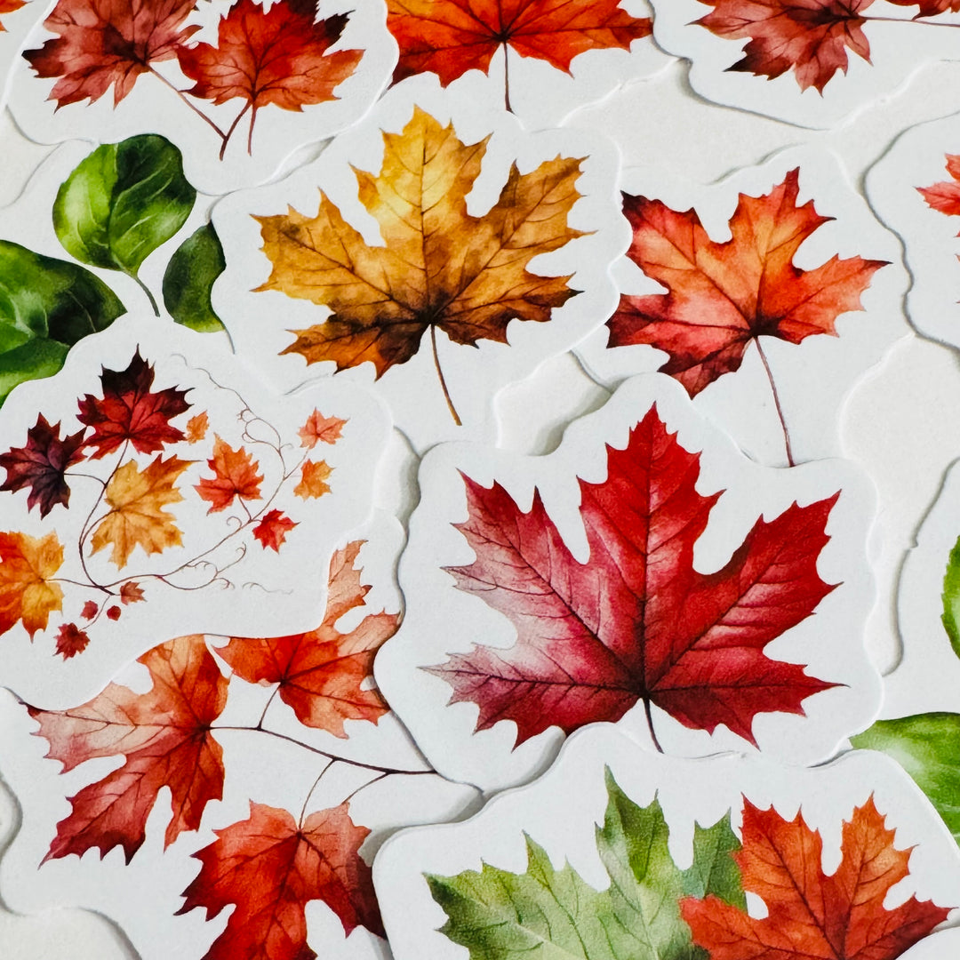 AUTUMN LETTER LEAF (LEAVES) Peelable Stickers  ~ 45 Pieces ~ Each Sticker is Approximately 38mm