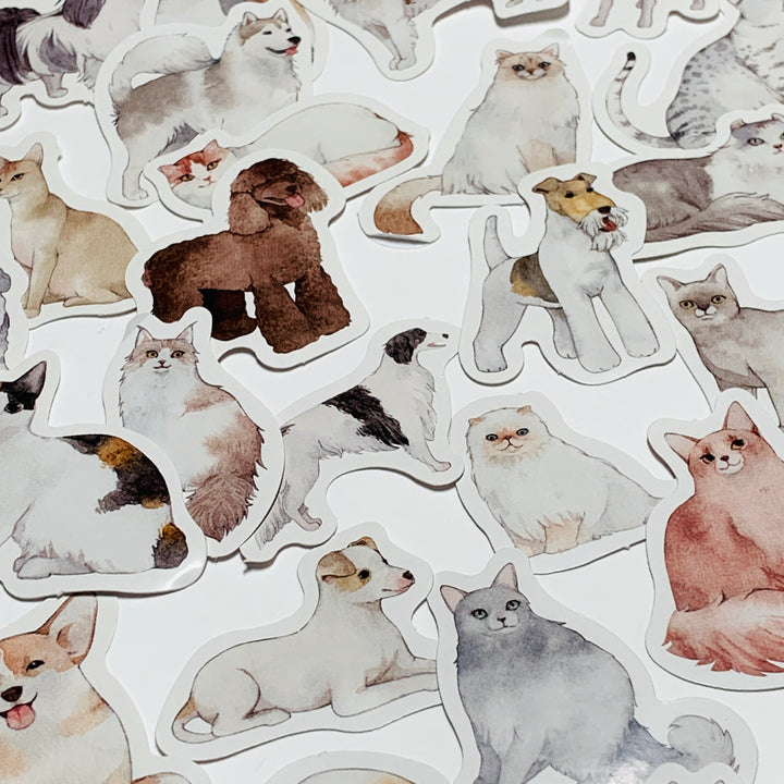 CATS & DOGS Peelable Stickers ~ 45 Pieces ~ 38mm Each