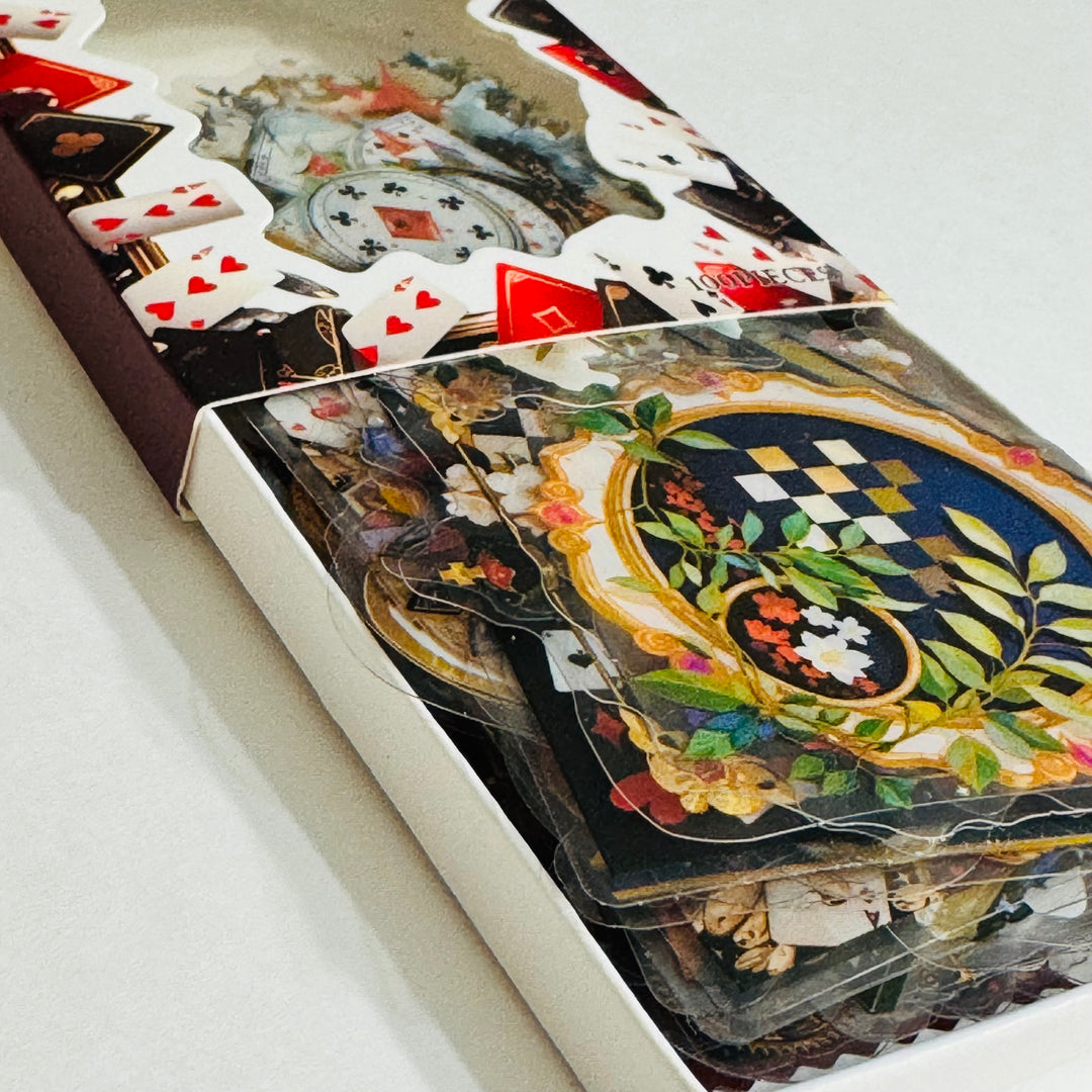 IT'S ALICE'S TIME GAME Matchbox Peelable Stickers Large Amount ~ 100 Pieces ~ 65-60mm Each
