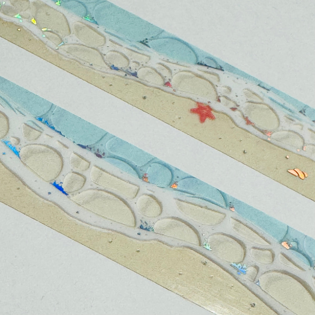 ROLLING BEACH Waves World Craft PET Washi Tape ~ 1 Roll ~ 20mm x 5m (16 Feet) ~ 1 Roll ~ 20mm x 5m (16 Feet)